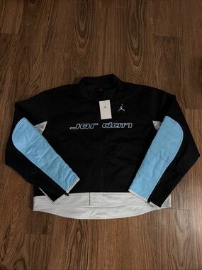 Nike Air Jordan Brooklyn Motorsport Jackets Black/Blue Chill Mens Size L